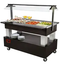 Diamond Gekoeld Buffet | GOURMET LINE | Hout/RVS | 4x 1/1 GN | +2°C/+10°C | Statisch | Verlichte Kap | Wielen (Geremd) | 1440x950x1370(h)mm 