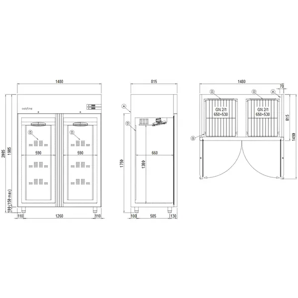 Viskoel-/Koelkast | MASTER FISH COMBI | 1203L (2/1 GN) | RVS | -6°C/+4°C & -2°C/+8°C | Geforceerd | WiFi + App | 1480x815x2085(h)mm