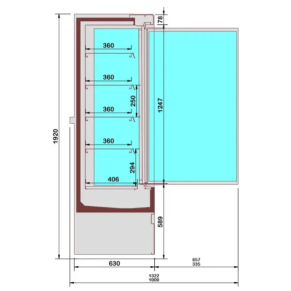 Wandkoeling | IMOLA LINE | RVS/Grijs | -1°C/+5°C | Statisch + Ventilator | Draaideuren | 1510x665x1920(h)mm
