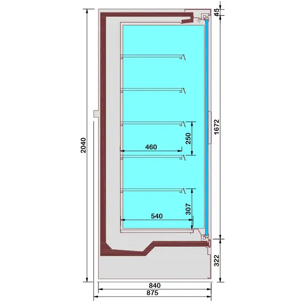 Wandkoeling | NAPOLI LINE | Zwart | -1°C/+5°C | Statisch + Ventilator | Draaideuren | 1310x875x2040(h)mm