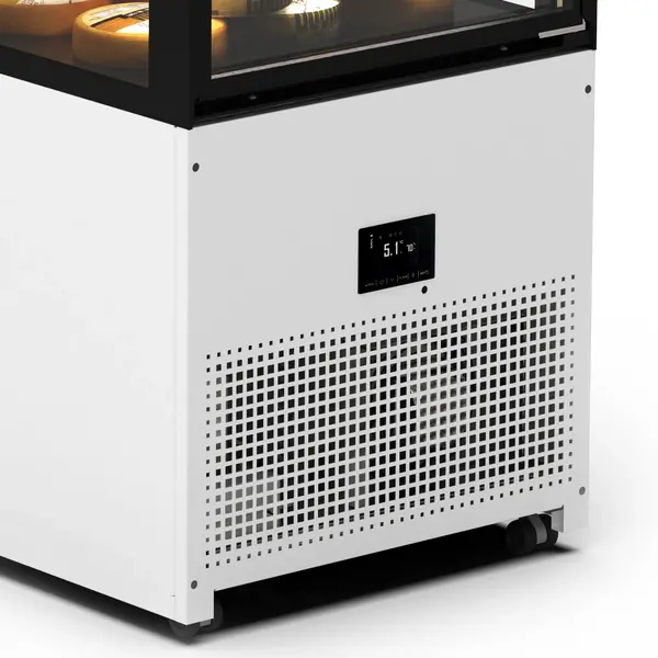 Koelvitrine | INTEGRA | Wit/Zwart | +2°C/+6°C | Geforceerd | 4 Niveaus | Vochtigheid Instelbaar | Wielen (Geremd) | 600x600x1400(h)mm