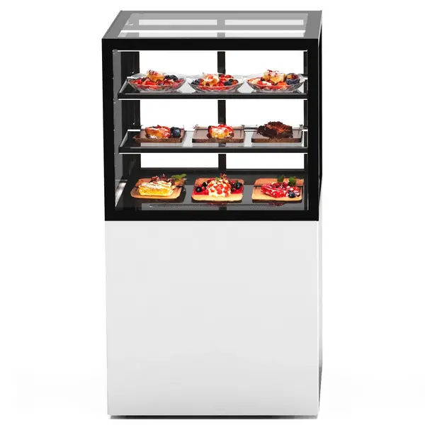 Warmhoudvitrine | INTEGRA | Wit/Zwart | 60°C/70°C | Geventileerd | 3 Niveaus | 0.53kW (230V) | Touchscreen | Wielen (Geremd) | 600x600x1100(h)mm