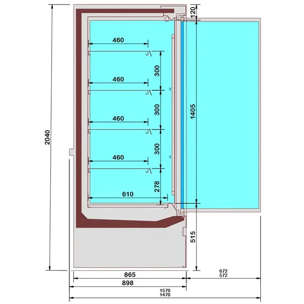 Wandkoeling | COMO LINE | Zwart | -1°C/+7°C | Statisch + Ventilator | Draaideuren | 1550x898x2040(h)mm