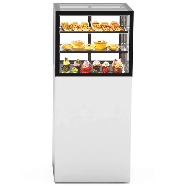 Warmhoudvitrine | INTEGRA | Wit/Zwart | 60°C/70°C | Geventileerd | 3 Niveaus | 0.53kW (230V) | Touchscreen | Wielen (Geremd) | 600x600x1400(h)mm
