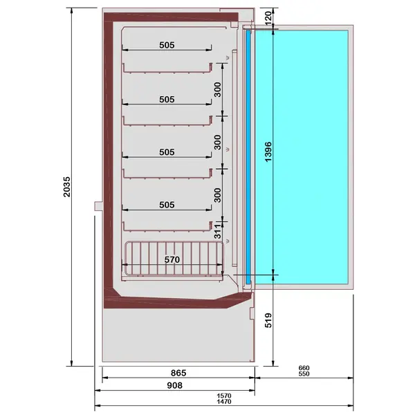Wandvriezer | COMO LINE | Zwart | -15°C/-18°C | Statisch + Ventilator | Draaideuren | 1350x898x2040(h)mm