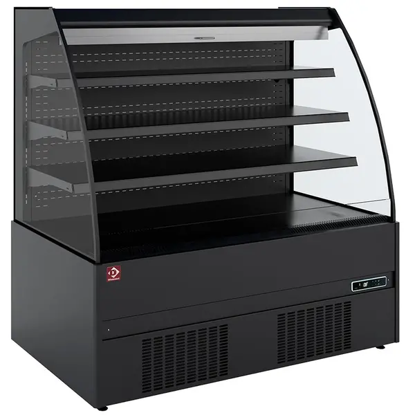 Wandkoeling | RIMINI LINE | Zwart | +1°C/+7°C | Statisch + Ventilator | Open | Intern Nachtgordijn | 1510x665x1500(h)mm