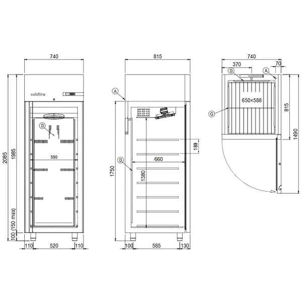 Vrieskast | SMART | 601L | RVS | -18°C/-22°C | Geforceerd | WiFi + App | 740x815x2085(h)mm