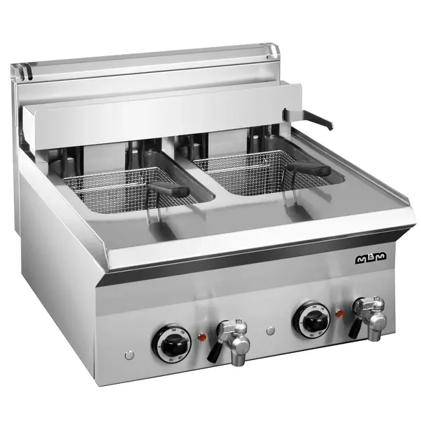 Friteuse | Elektrisch | 10+10L | 90°C/185°C | 18kW (400V) | Aftapkranen | 600x650x305/470(h)mm