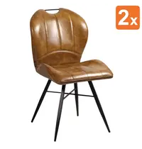 HC Stoelen | ELITE | Kunstleer/Metaal | Cognac | Zwarte Poten | Indoor | 2 Stuks | 540x640x880(h)mm 