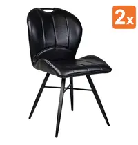 HC Stoelen | ELITE | Kunstleer/Metaal | Black | Zwarte Poten | Indoor | 2 Stuks | 540x640x880(h)mm 