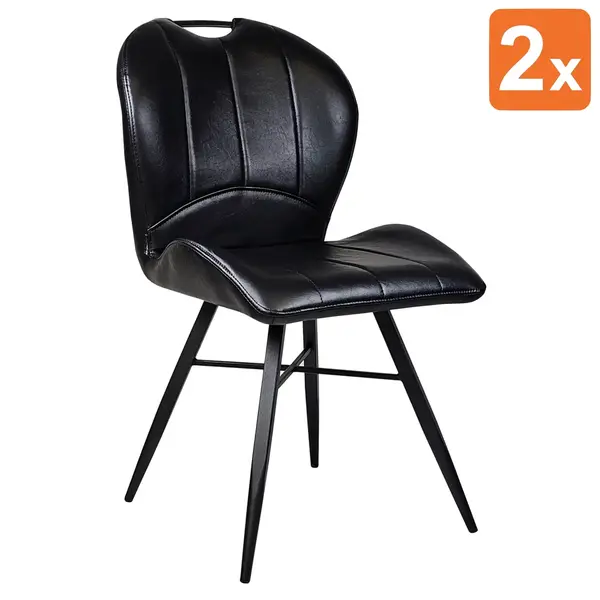 Stoelen | ELITE | Kunstleer/Metaal | Black | Zwarte Poten | Indoor | 2 Stuks | 540x640x880(h)mm