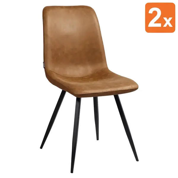 Stoelen | SPECTRA | Microvezel/Metaal | Cognac | Zwarte Poten | Indoor | 2 Stuks | 540x610x860(h)mm