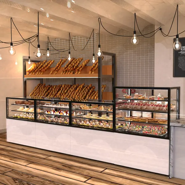 Koelvitrine | INTEGRA | Wit/Zwart | +2°C/+6°C | Geforceerd | 3 Niveaus | Touchscreen | Wielen (Geremd) | 1000x600x1100(h)mm