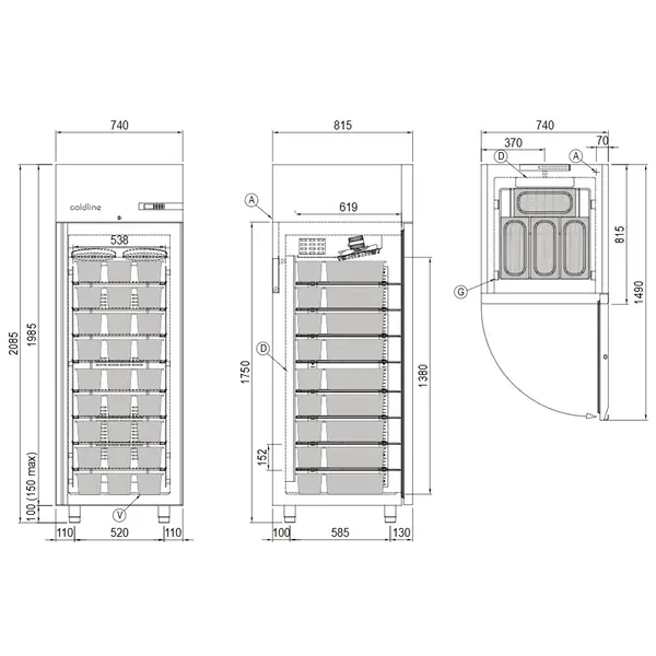 IJsvrieskast | ICE | 601L (36x 5L) | RVS | -10°C/-30°C | Statisch + Ventilator | WiFi + App | 740x815x2085(h)mm