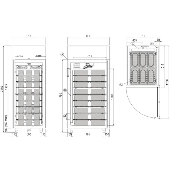 IJsvrieskast | ICE | 872L (54x 5L) | RVS | -10°C/-30°C | Statisch + Ventilator | WiFi + App | 810x1015x2085(h)mm