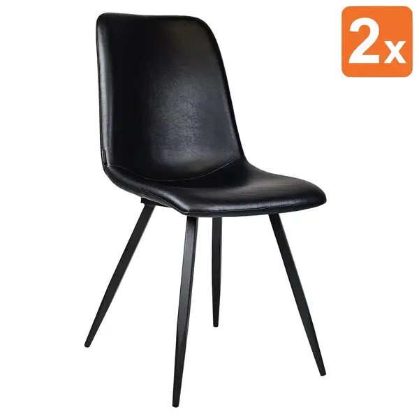 Stoelen | SPECTRA |  Kunstleer/Metaal | Black | Zwarte Poten | Indoor | 2 Stuks | 540x610x860(h)mm