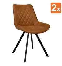HC Stoelen | TES DIAMOND | Microvezel/Metaal | Cognac | Zwarte Poten | Indoor | 2 Stuks | 510x610x810(h)mm 