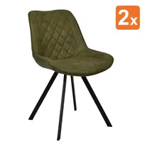 HC Stoelen | TES DIAMOND | Microvezel/Metaal | Olive | Zwarte Poten | Indoor | 2 Stuks | 510x610x810(h)mm 