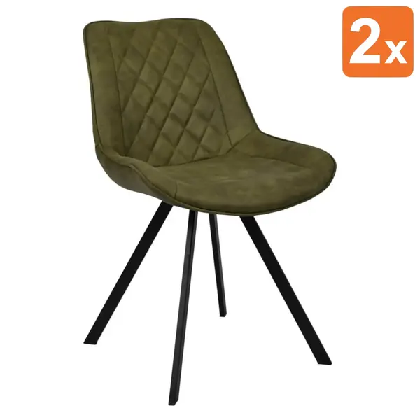 Stoelen | TES DIAMOND | Microvezel/Metaal | Olive | Zwarte Poten | Indoor | 2 Stuks | 510x610x810(h)mm