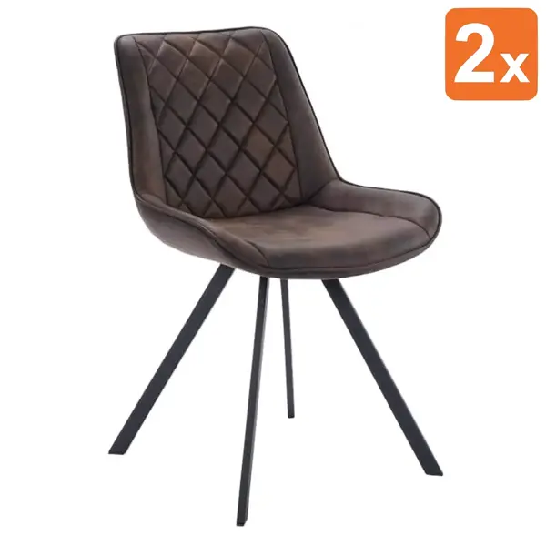 Stoelen | TES DIAMOND | Microvezel/Metaal | Brown | Zwarte Poten | Indoor | 2 Stuks | 510x610x810(h)mm