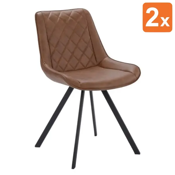 Stoelen | TES DIAMOND | Kunstleer/Metaal | Mocca | Zwarte Poten | Indoor | 2 Stuks | 510x610x810(h)mm
