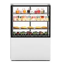 SAYL Neutrale Vitrine | INTEGRA | Wit/Zwart | 4 Niveaus | Zelfbediening | Wielen (Geremd) | 1000x600x1400(h)mm
