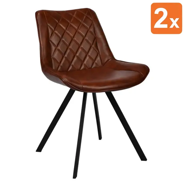 Stoelen | TES DIAMOND | Kunstleer/Metaal | Brown | Zwarte Poten | Indoor | 2 Stuks | 510x610x810(h)mm