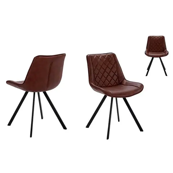 Stoelen | TES DIAMOND | Kunstleer/Metaal | Brown | Zwarte Poten | Indoor | 2 Stuks | 510x610x810(h)mm