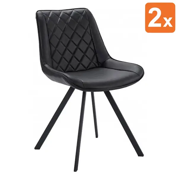 Stoelen | TES DIAMOND | Kunstleer/Metaal | Black | Zwarte Poten | Indoor | 2 Stuks | 510x610x810(h)mm