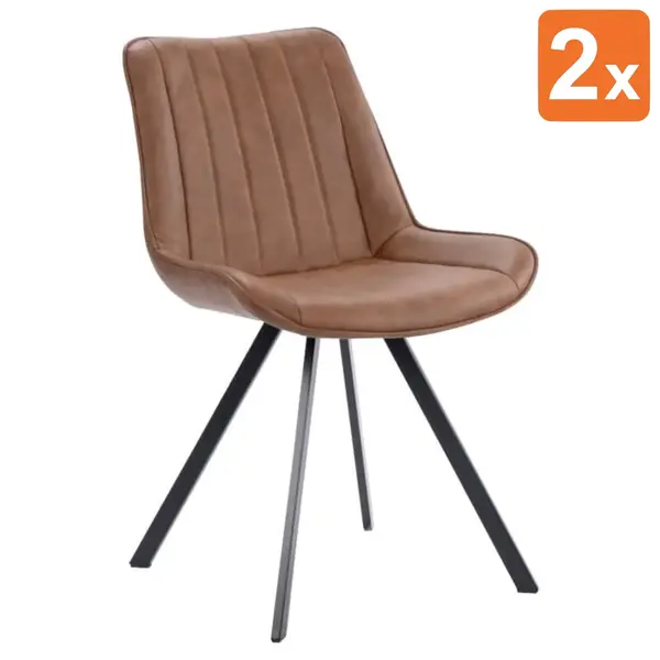 Stoelen | HERCULES | Kunstleer/Metaal | Mocca | Zwarte Poten | Indoor | 2 Stuks | 510x610x810(h)mm