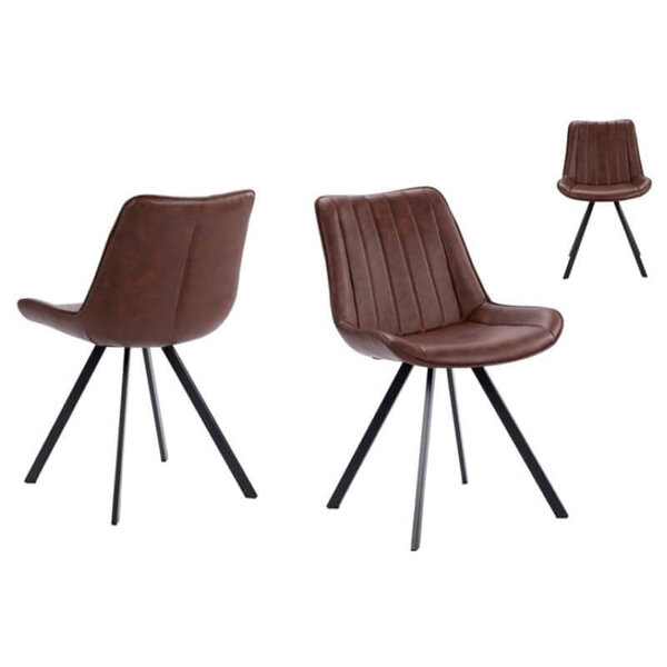 Stoelen | HERCULES | Kunstleer/Metaal | Brown | Zwarte Poten | Indoor | 2 Stuks | 510x610x810(h)mm