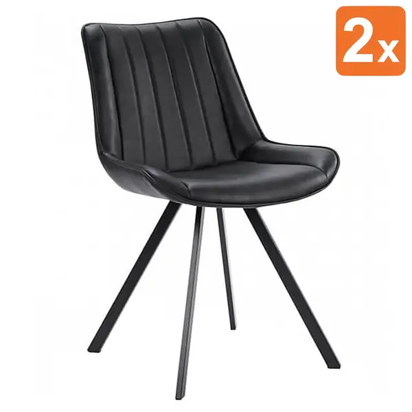 Stoelen | HERCULES | Kunstleer/Metaal | Black | Zwarte Poten | Indoor | 2 Stuks | 510x610x810(h)mm