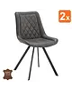 HC Stoelen | JORIS | Leer/Metaal | Graphite | Zwarte Poten | Indoor | 2 Stuks | 510x600x850(h)mm 