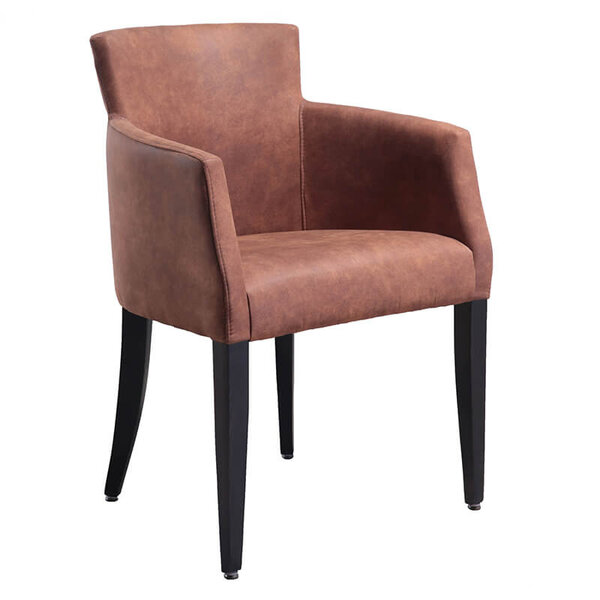Stoel | OMEGA | Microvezel/Hout | Cognac | Wengé Poten | Indoor | 510x530x880(h)mm