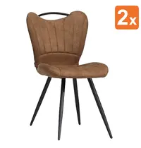 HC Stoelen | GIBSON | Microvezel/Metaal | Cognac | Zwarte Poten | Indoor | 2 Stuks | 650x480x870(h)mm 