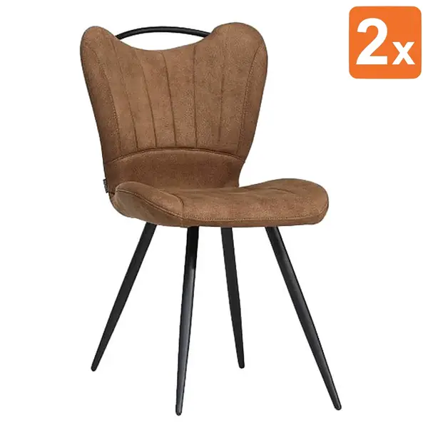 Stoelen | GIBSON | Microvezel/Metaal | Cognac | Zwarte Poten | Indoor | 2 Stuks | 650x480x870(h)mm