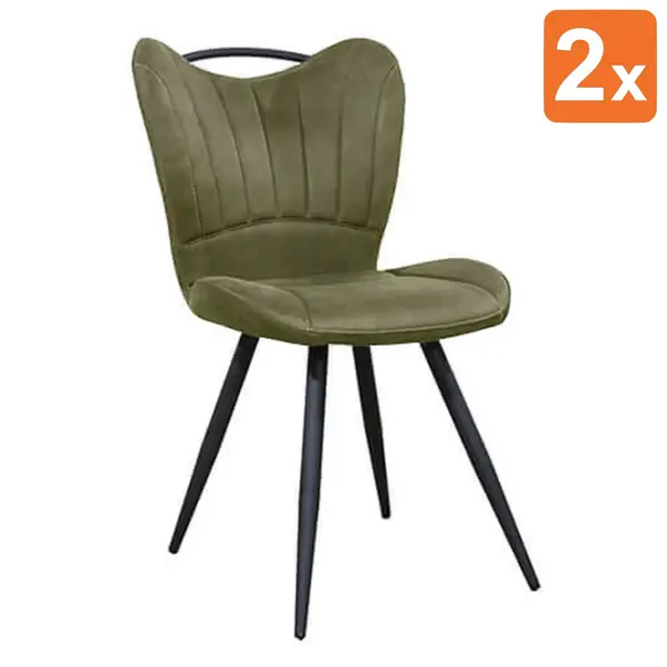 Stoelen | GIBSON | Microvezel/Metaal | Moss | Zwarte Poten | Indoor | 2 Stuks | 650x480x870(h)mm