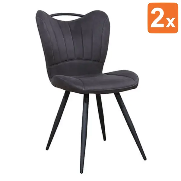 Stoelen | GIBSON | Microvezel/Metaal | Anthracite | Zwarte Poten | Indoor | 2 Stuks | 650x480x870(h)mm