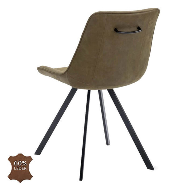 Stoelen | CARMEN | Leer/Metaal | Moss | Zwarte Poten | Indoor | 2 Stuks | 510x600x830(h)mm