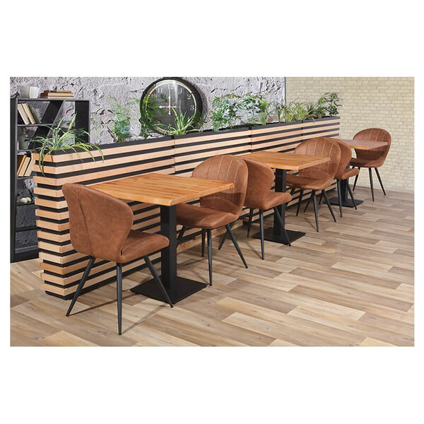 Stoelen | MAGIC | Microvezel/Metaal | Cognac | Zwarte Poten | Indoor | 2 Stuks | 520x610x880(h)mm
