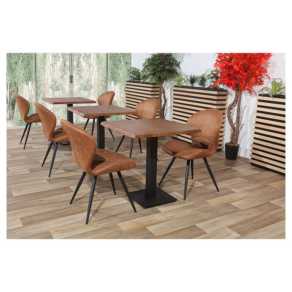 Stoelen | MAGIC | Microvezel/Metaal | Cognac | Zwarte Poten | Indoor | 2 Stuks | 520x610x880(h)mm