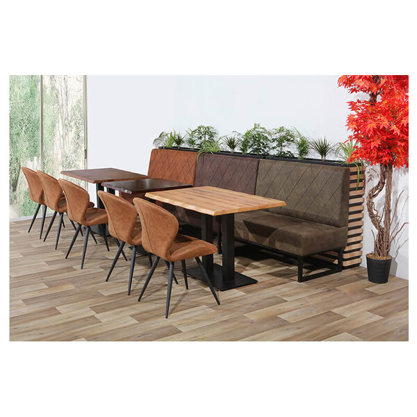 Stoelen | MAGIC | Microvezel/Metaal | Cognac | Zwarte Poten | Indoor | 2 Stuks | 520x610x880(h)mm