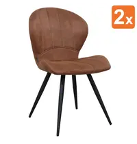 HC Stoelen | MAGIC | Microvezel/Metaal | Cognac | Zwarte Poten | Indoor | 2 Stuks | 520x610x880(h)mm 