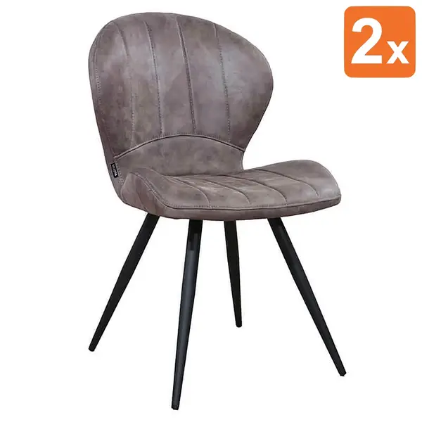 Stoelen | MAGIC | Microvezel/Metaal | Pebble | Zwarte Poten | Indoor | 2 Stuks | 520x610x880(h)mm
