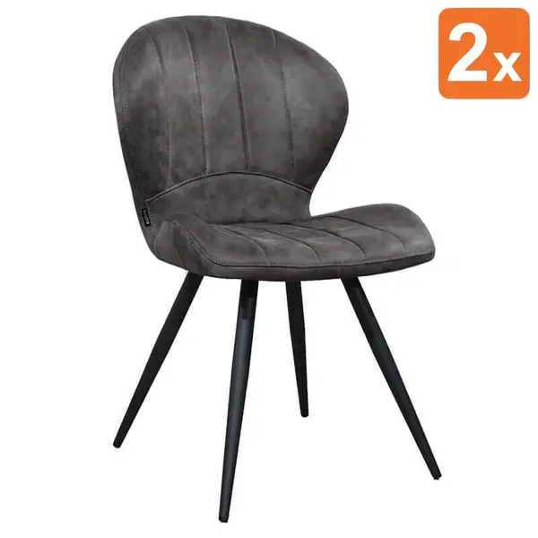 Stoelen | MAGIC | Microvezel/Metaal | Steel | Zwarte Poten | Indoor | 2 Stuks | 520x610x880(h)mm