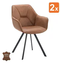 HC Stoelen | BELI | Leer/Metaal | Camel | Zwarte Poten | Indoor | 2 Stuks | 600x620x850(h)mm 