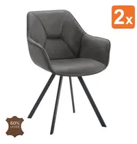 HC Stoelen | BELI | Leer/Metaal | Graphite | Zwarte Poten | Indoor | 2 Stuks | 600x620x850(h)mm 