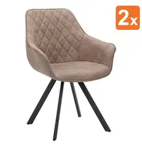 HC Stoelen | TITAN DIAMOND | Microvezel/Metaal | Mocca | Zwarte Poten | Indoor | 2 Stuks | 570x560x850(h)mm 