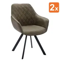 HC Stoelen | TITAN DIAMOND | Microvezel/Metaal | Olive | Zwarte Poten | Indoor | 2 Stuks | 570x560x850(h)mm 