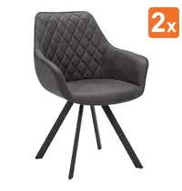 HC Stoelen | TITAN DIAMOND | Microvezel/Metaal | Grey | Zwarte Poten | Indoor | 2 Stuks | 570x560x850(h)mm 
